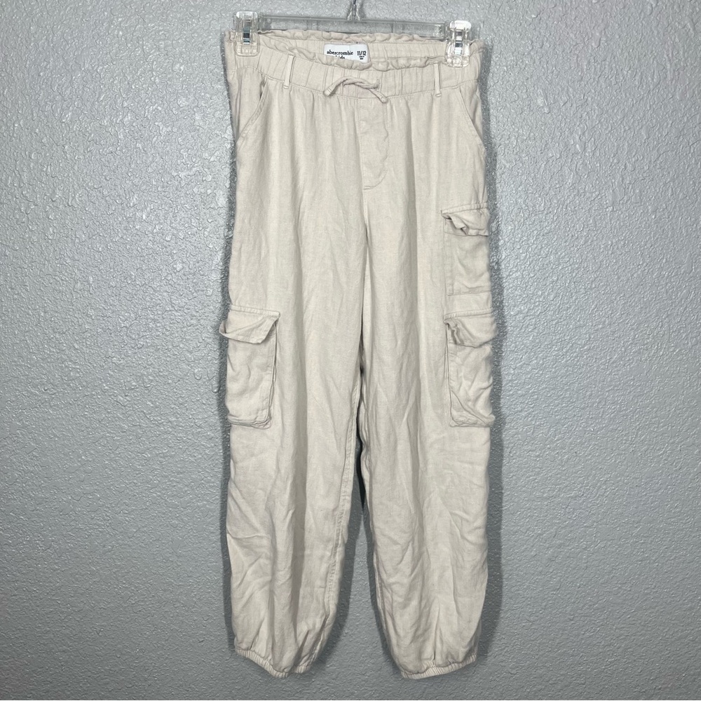Abercrombie Kids Linen Blend Lined Loose Fitting Pants